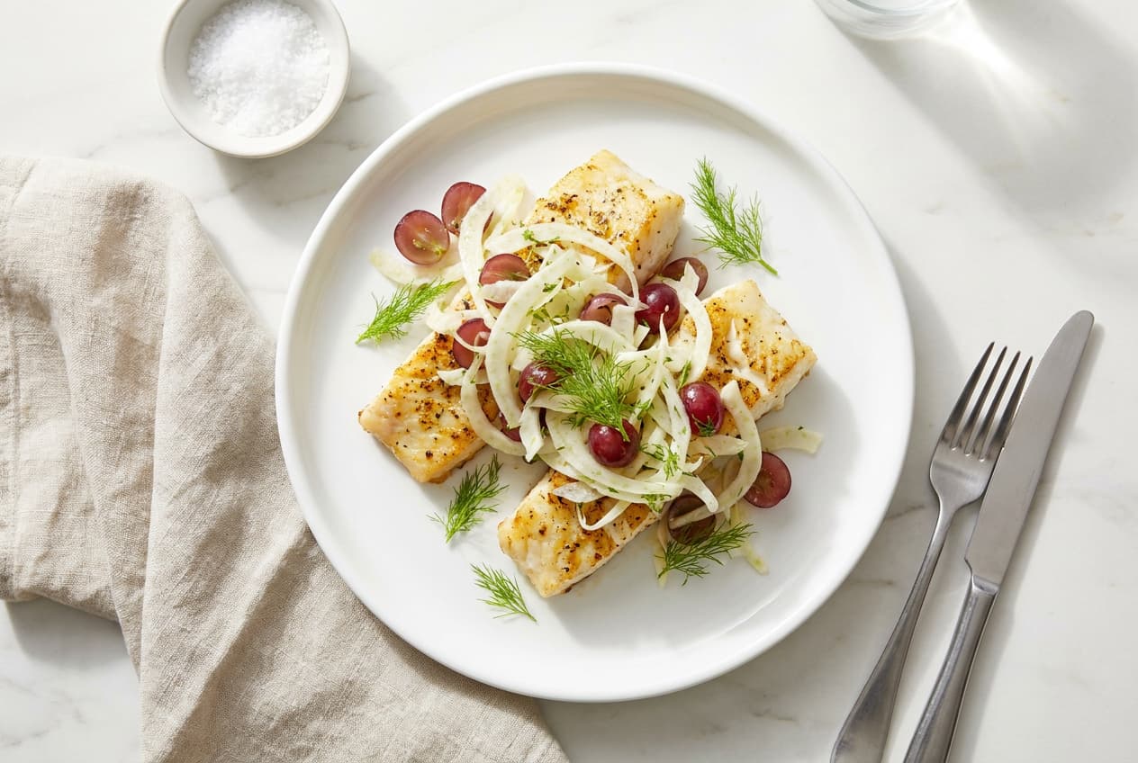 Recipe Roasted Cod with Fennel and Grapes